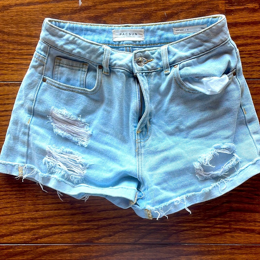 Light blue high waisted pacsun shorts.